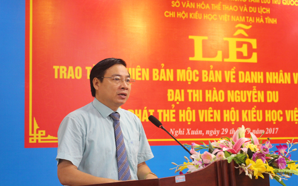 Đ/c Bùi Xuân Thập - Giám đốc Sở VHTTDL phát biểu tại buổi lễ