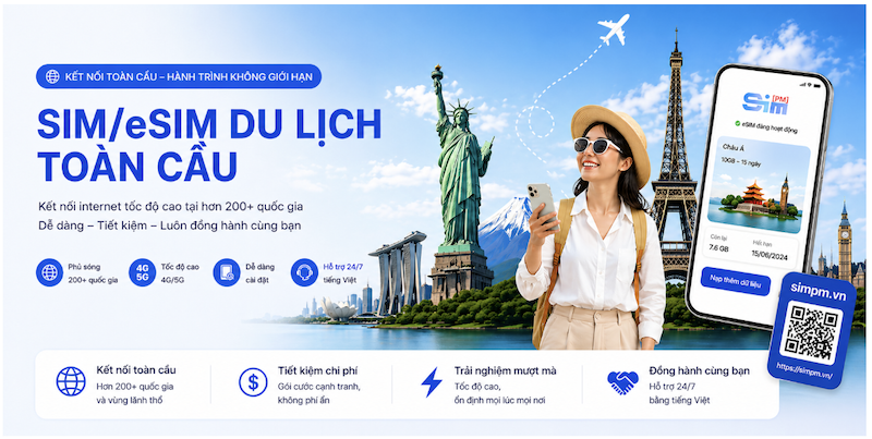 Mua eSIM du lịch tại SimPM