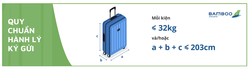 Mỗi kiện hành lý ký gửi cần đáp ứng quy định về trọng lượng | Nguồn: Bamboo Airways